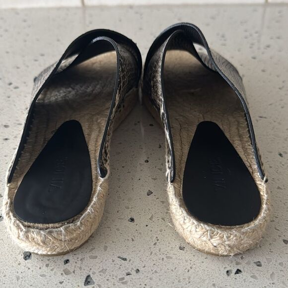 VINCE Castel Size 8 Leather Snake Print Crisscross Flat Espadrille Sandals Slide - Picture 9 of 14